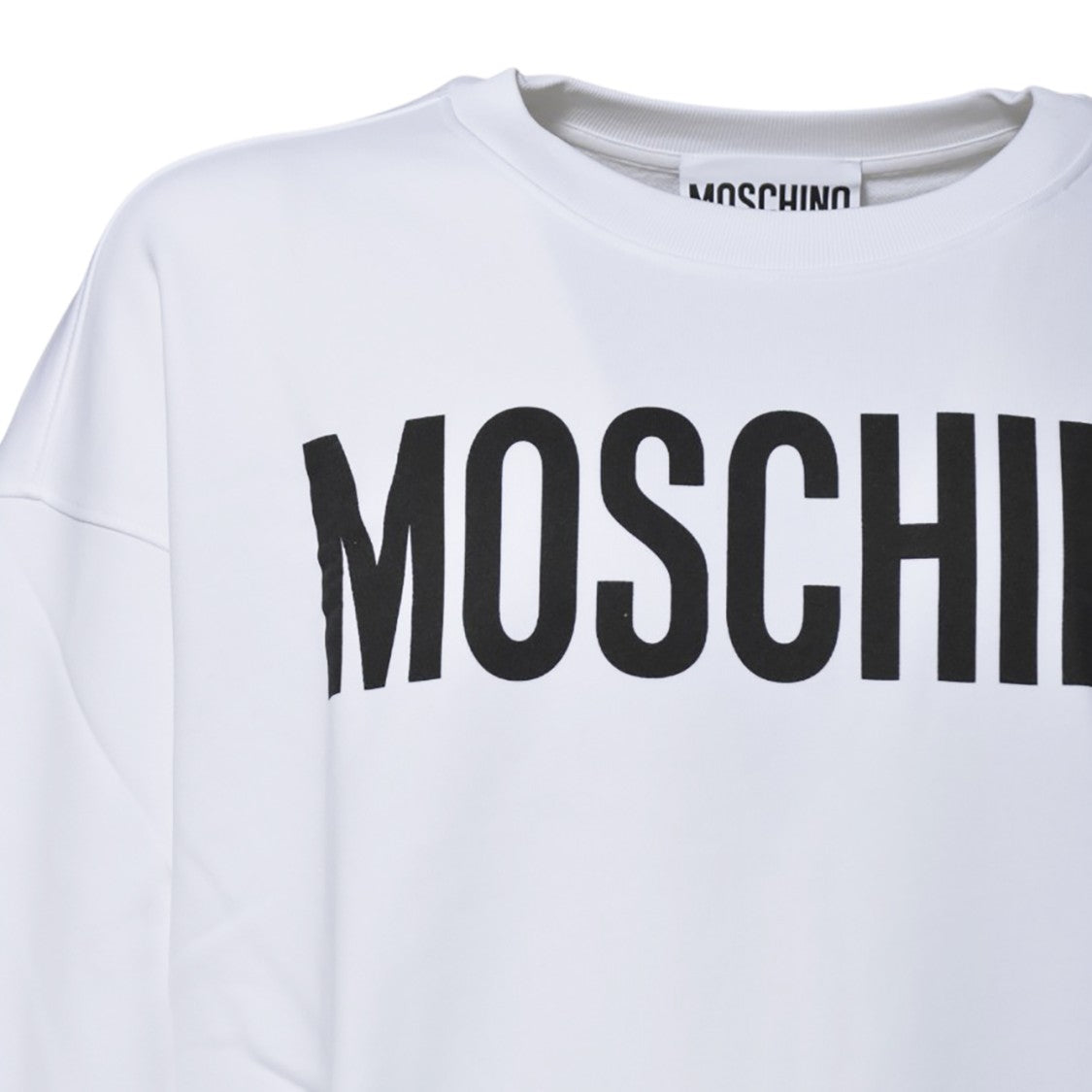 Moschino White Cotton Crewneck Sweatshirt With Logo Print