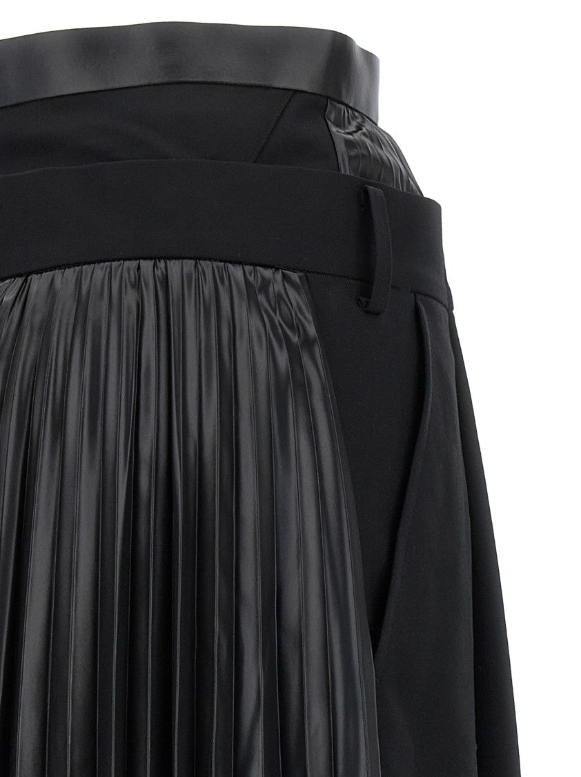 Junya Watanabe Double Layer Wide Leg Trousers With Pleated Fabric Back