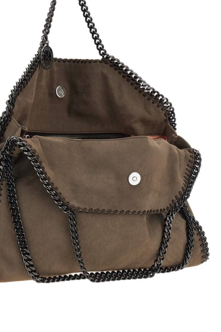 Stella Mccartney Foldover Tote Bag In Matte Alter Suede With Diamond-Cut Chain