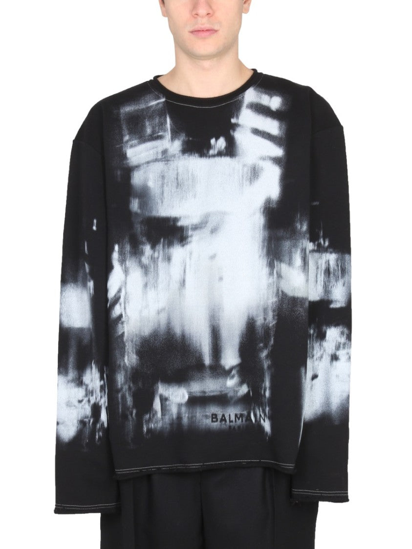 Balmain Tie Dye Pattern Crewneck Sweatshirt
