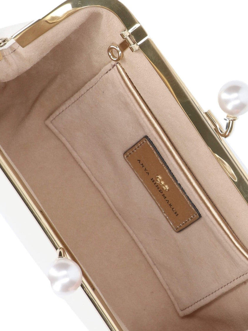 Anya Hindmarch White Bespoke Maud Pearls Viscose Pouch