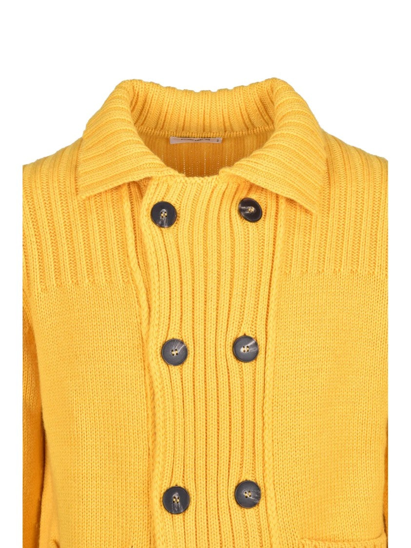 Kangra Yellow Wool Double-Breasted Cardigan