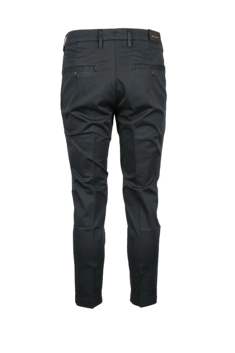 Bro Ship Slim Tapered Black Cotton Stretch Trousers