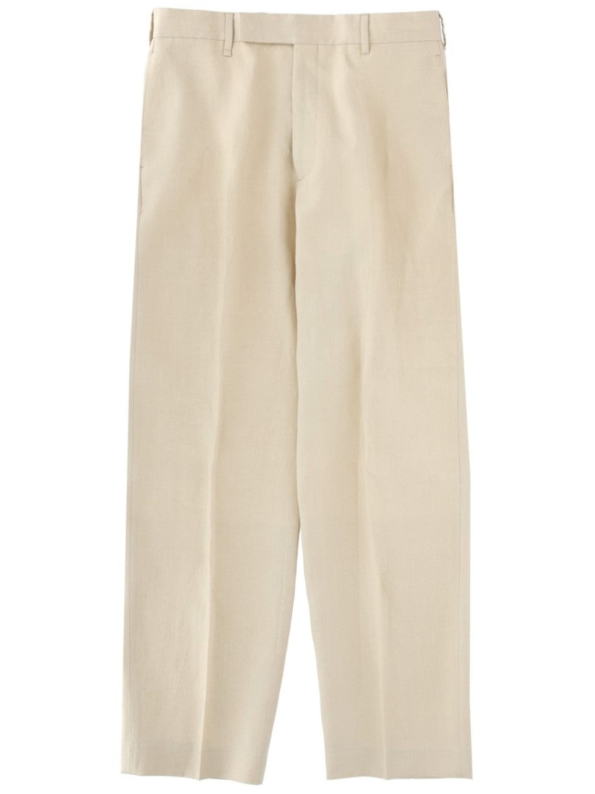 Paul Smith Light Beige Relaxed Fit Pleated Linen Pants