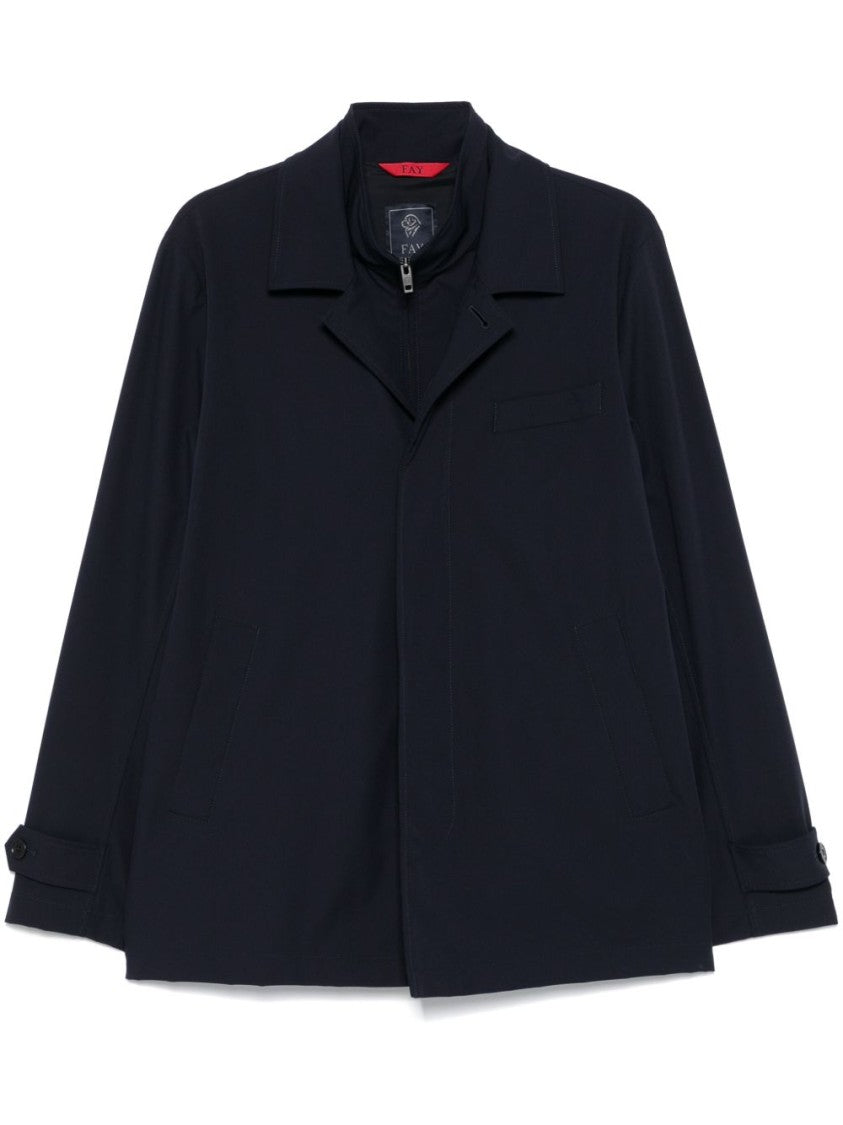 Fay Tailored Blue Overcoat With Modern Silhouette