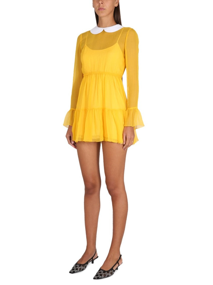 Gucci Silk Mini Dress With Poplin Collar