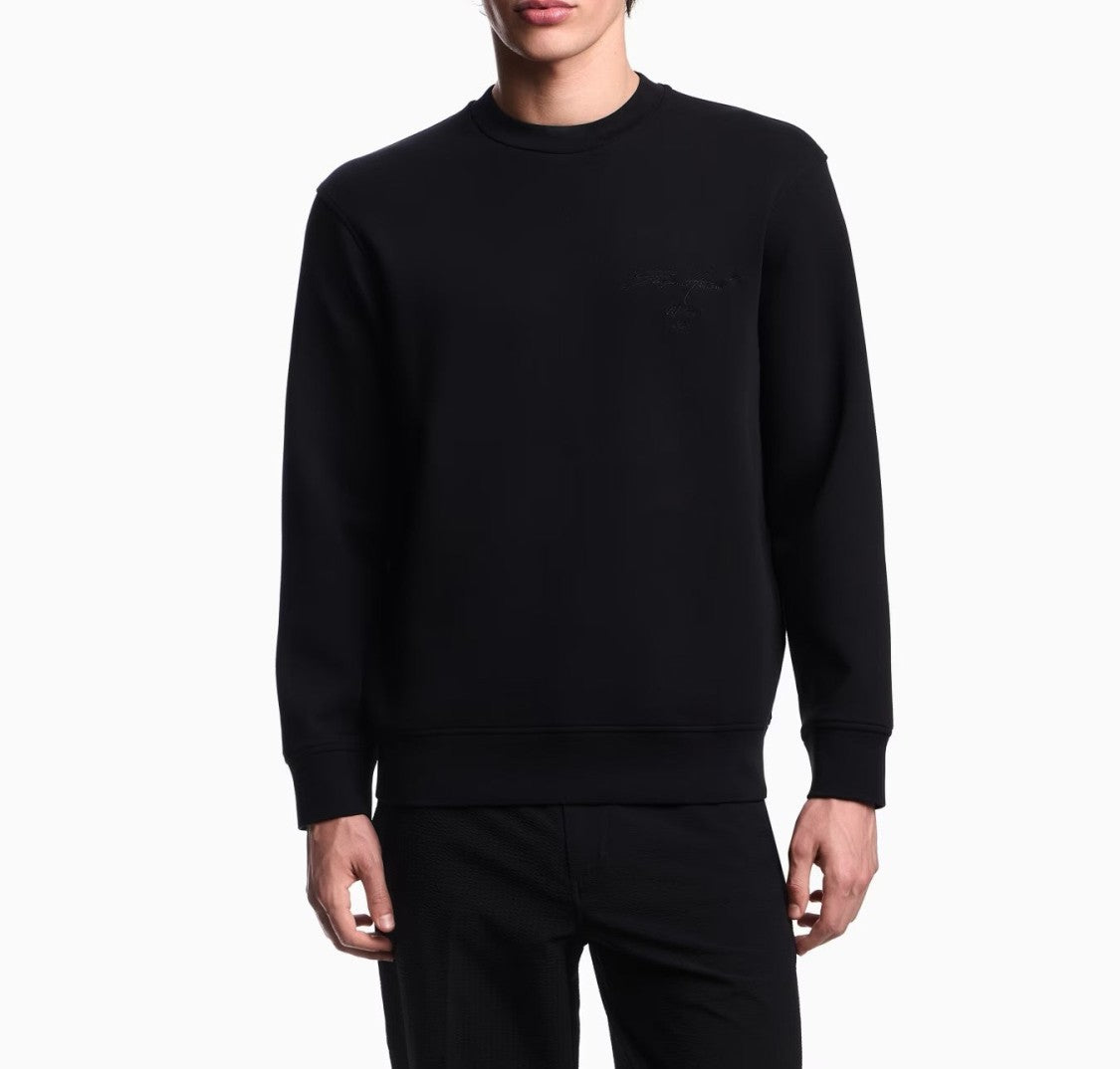 Emporio Armani Classic Crew Neck Sweatshirt With Logo Embroidery