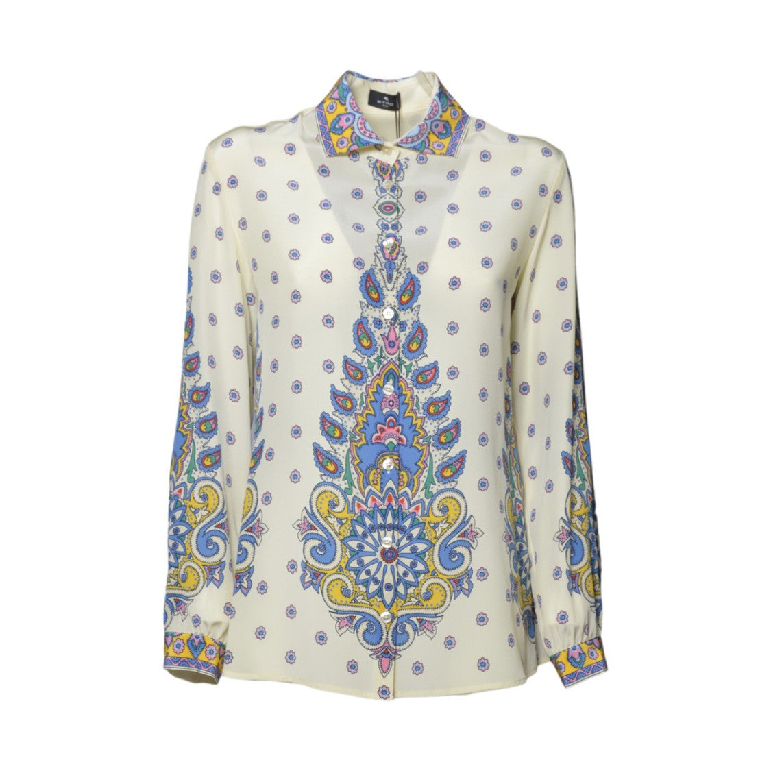 Etro Multicolored Silk Shirt Floral Print