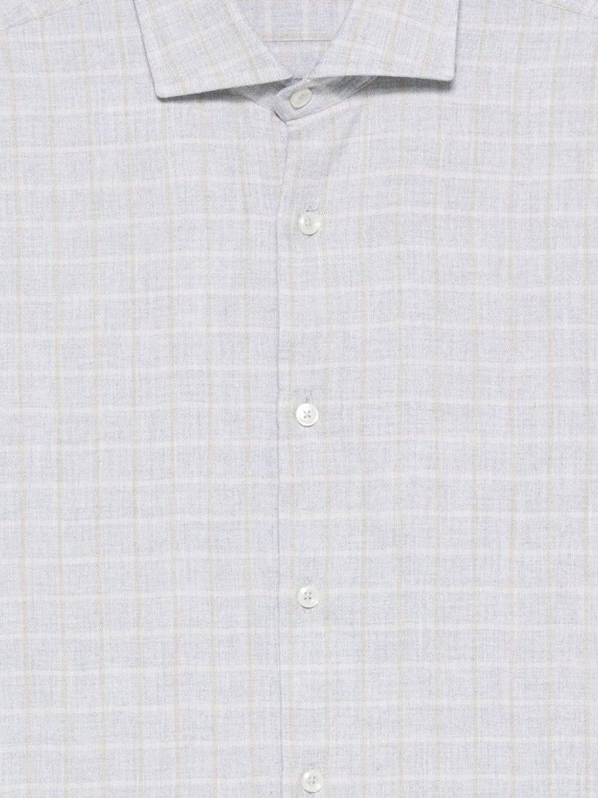 Xacus Subtle Checkered Long-Sleeve Shirt With Classic Collar