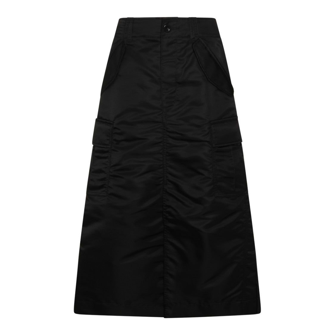Sacai High-Waisted Full-Length Black Skirt With Pleated Back