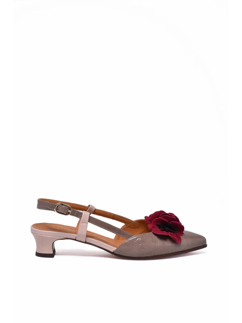 Chie Mihara Brown Pointed-Toe Slingback Patent Leather Sandals