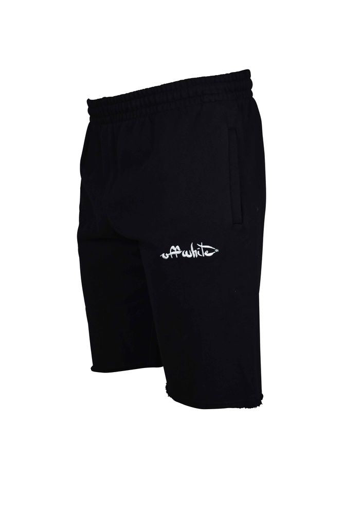 Off-White Solid Black Shorts With Elastic Waistband