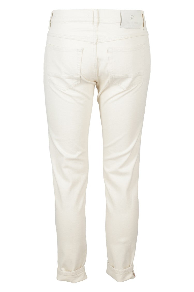 Tela Genova Ecru Slim-Fit Jeans With Cropped Cuffs