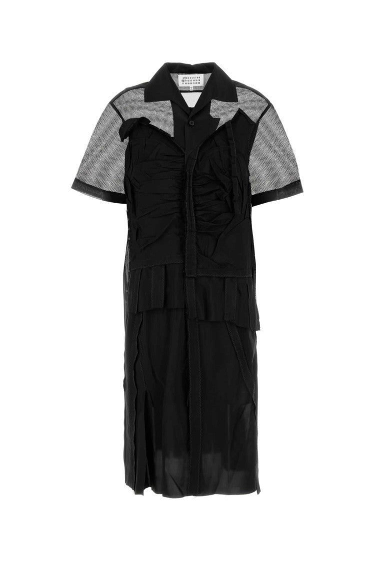 Maison Margiela Black Mesh Shirt Dress