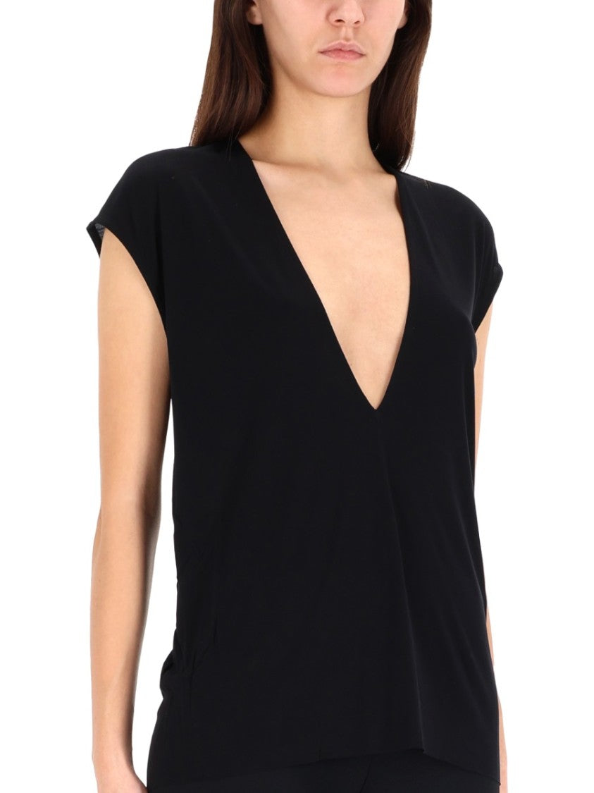 Rick Owens X Lilies Deep V-Neck Black Top