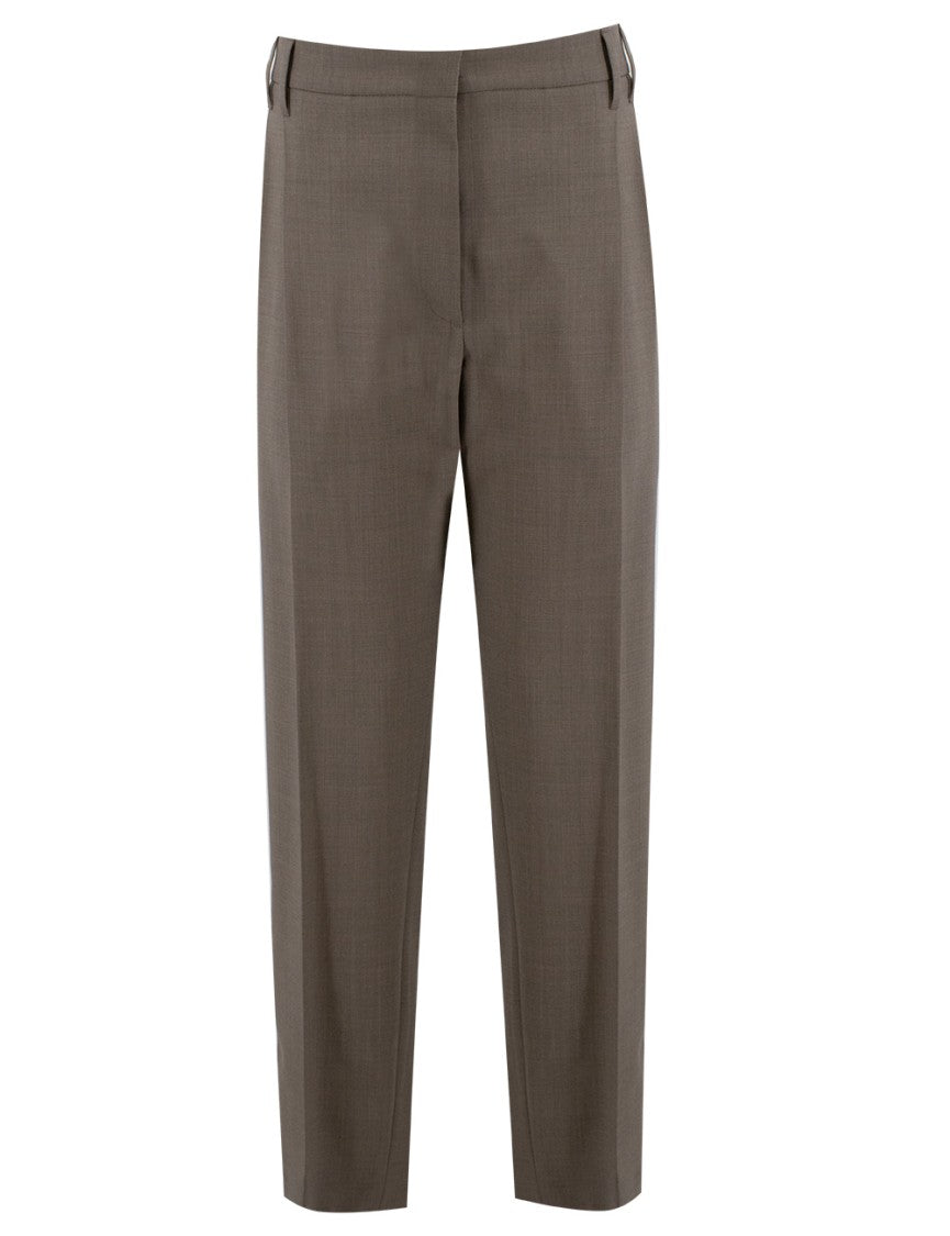 Brunello Cucinelli Straight-Leg Brown Trousers With Tailored Fit