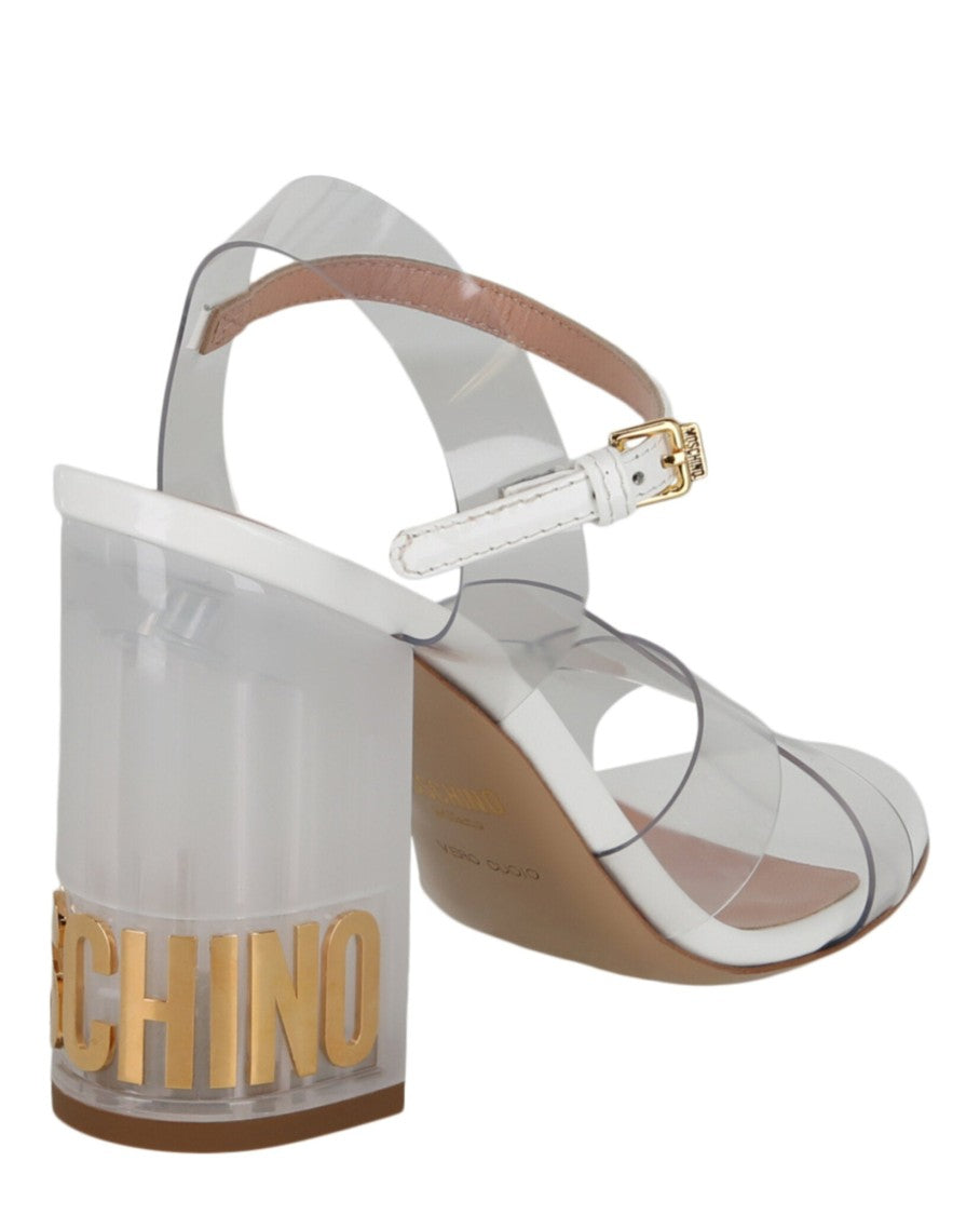 Moschino Transparent Logo Heel Sandals