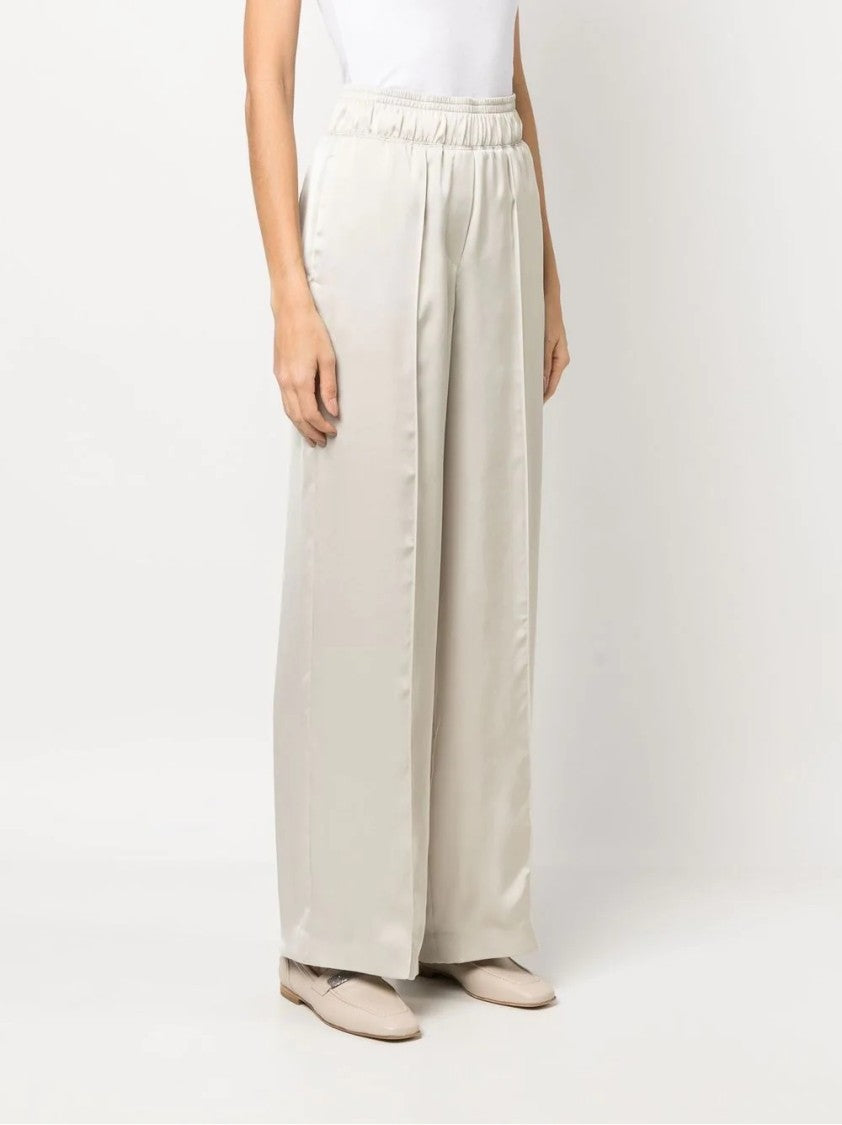 Brunello Cucinelli Ivory Wide-Leg Trousers