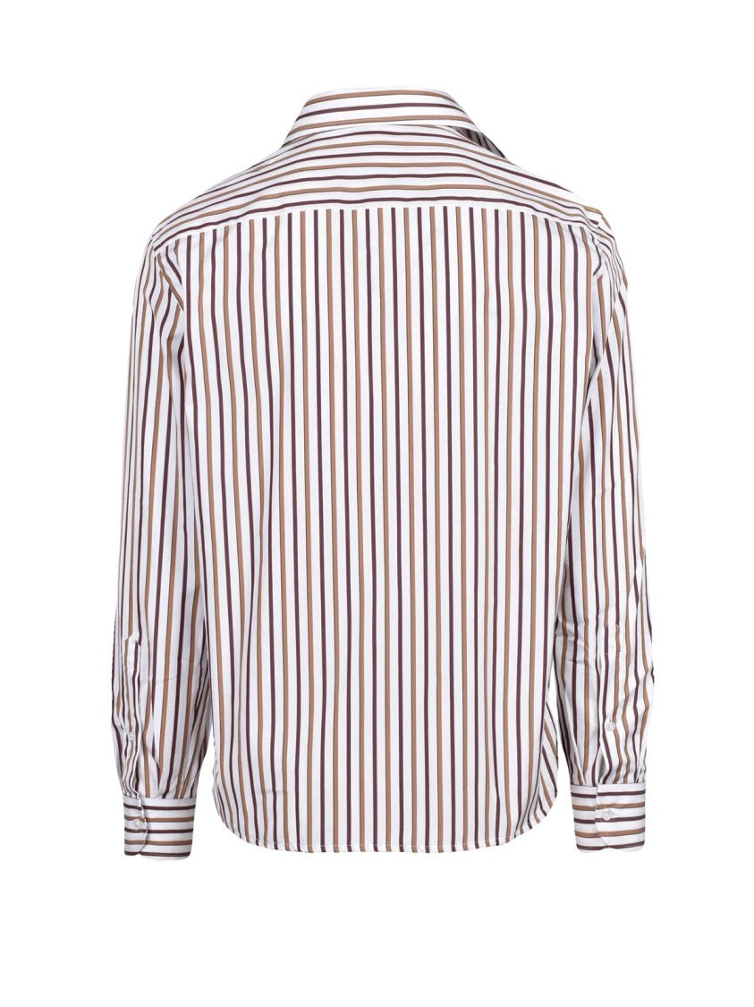 Sonrisa White/Brown Two-Tone Cotton Shirt