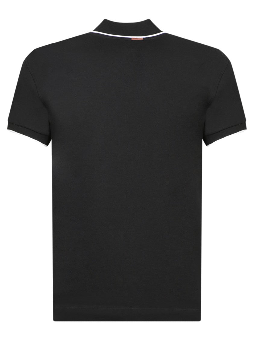 Zegna Black Piquet Polo Shirt With Logo