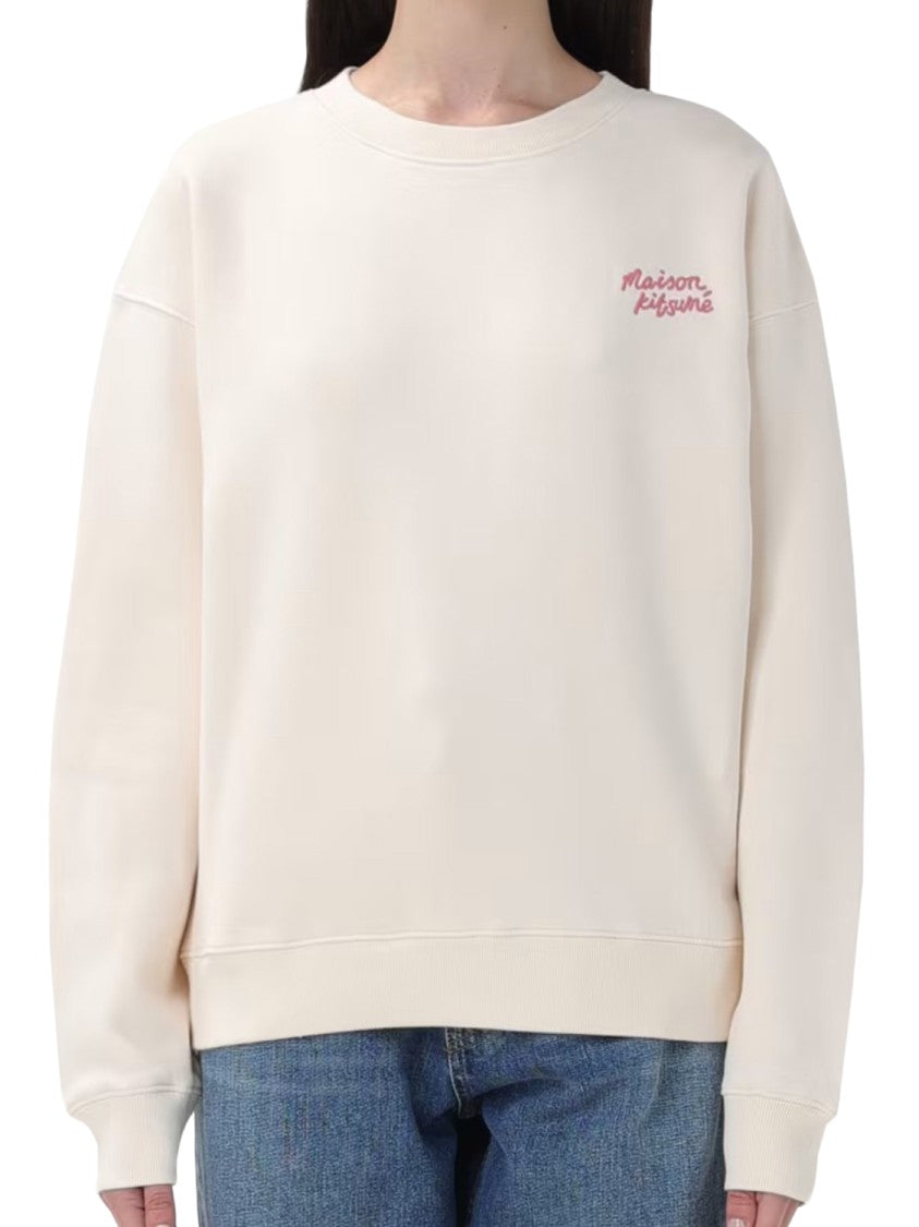 Maison Kitsuné Long-Sleeved Crewneck Top With Ribbed Details
