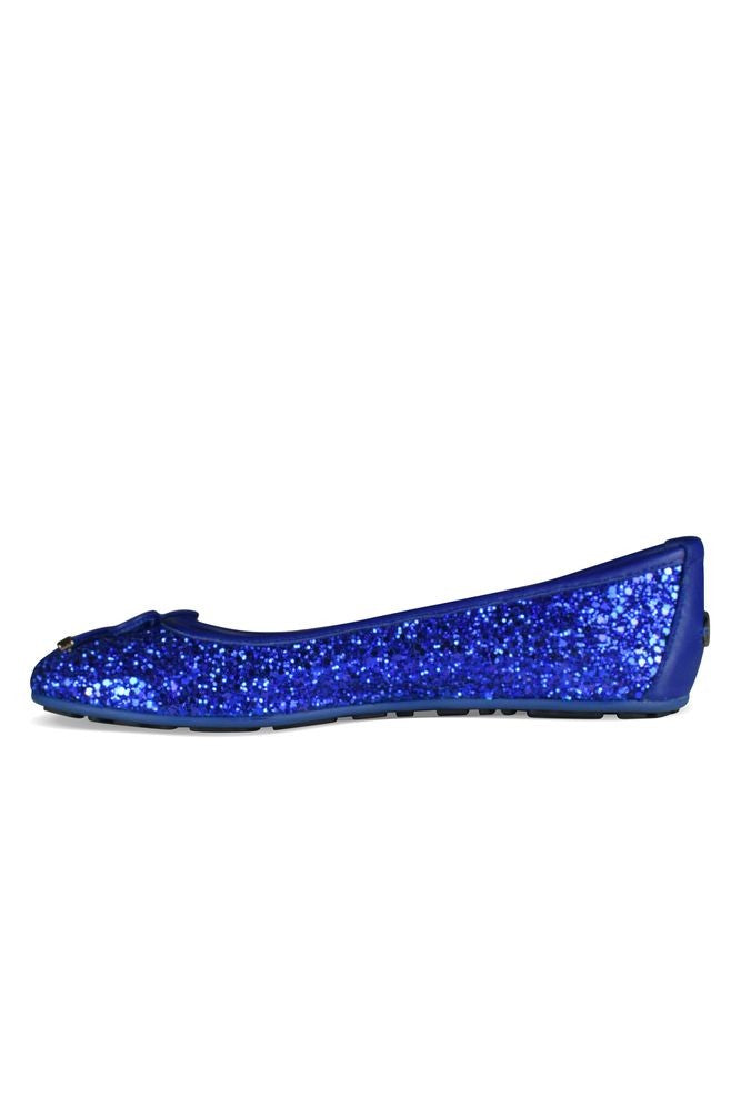 Jimmy Choo Sequined Blue Ballerinas With Decorative Bow