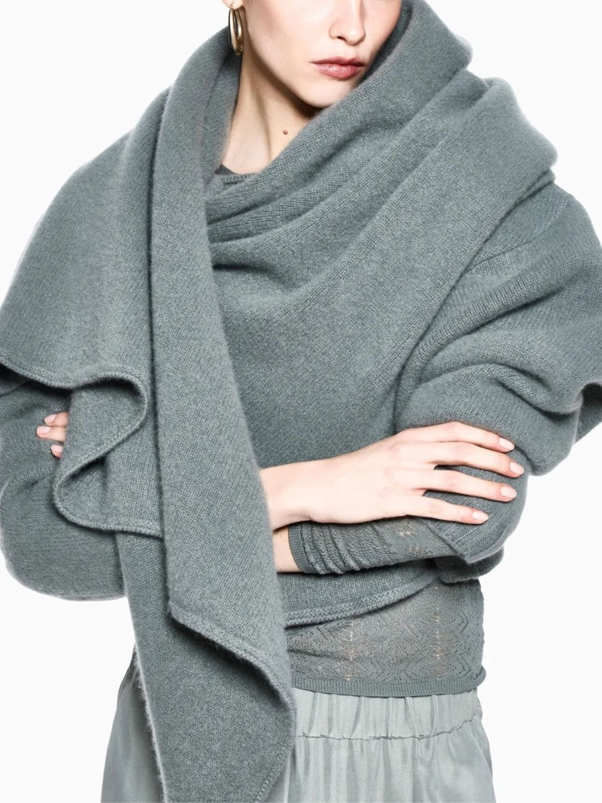 Giorgio Armani Green Light Blue Draped Cashmere Sweater