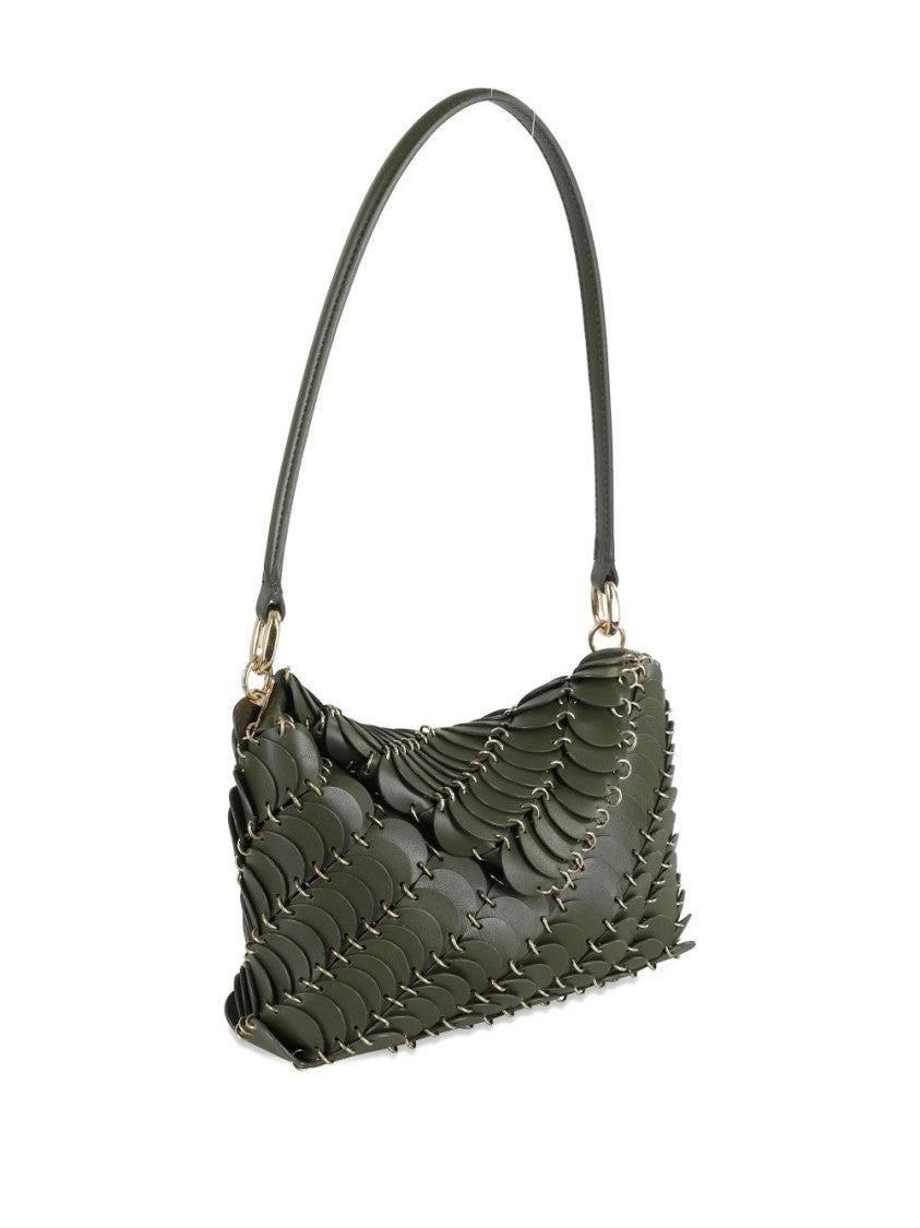 Rabanne Layered Leather Shoulder Bag In Khaki
