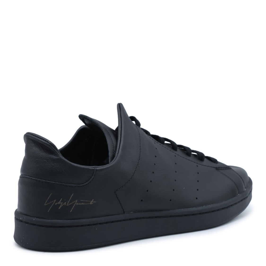 Y-3 Minimalist Black Leather Low-Top Sneakers With Discreet Signature