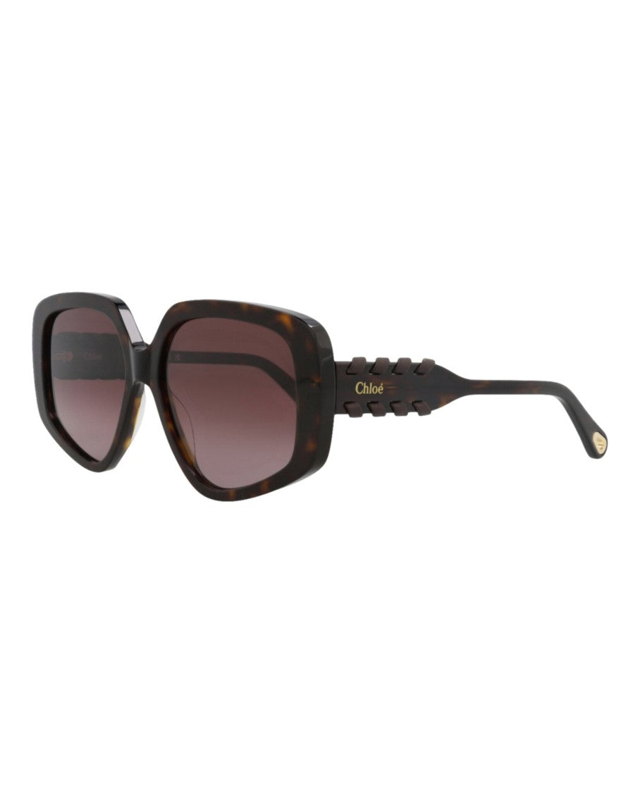 Chloé Square-Frame Sunglasses With Braided Temples And Gradient Lenses