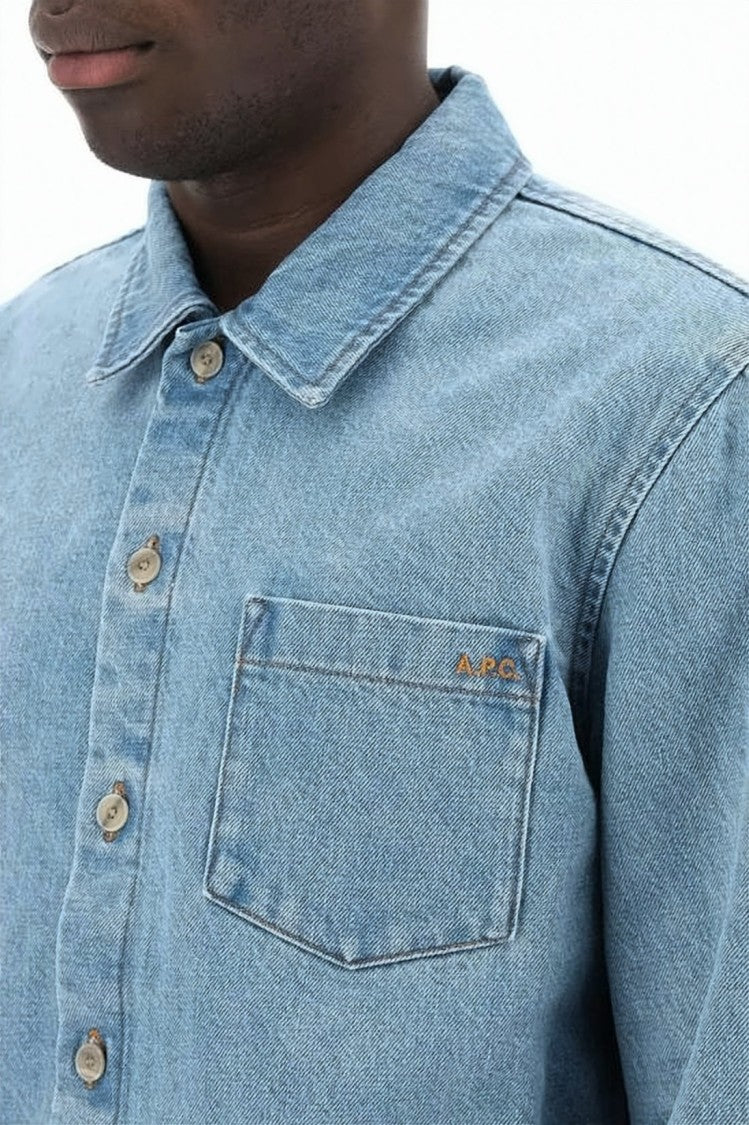 A.P.C. Light Blue Denim Shirt With Button-Down Front