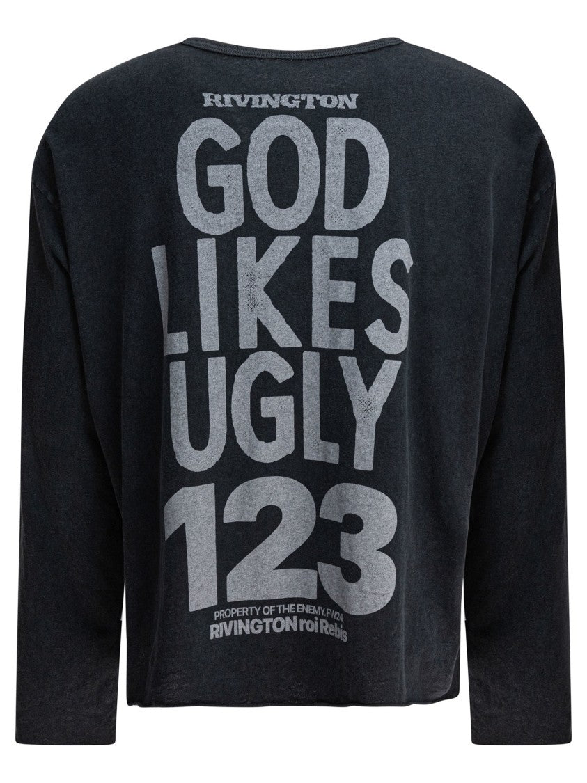 Rrr123 Cropped Black Long-Sleeve T-Shirt