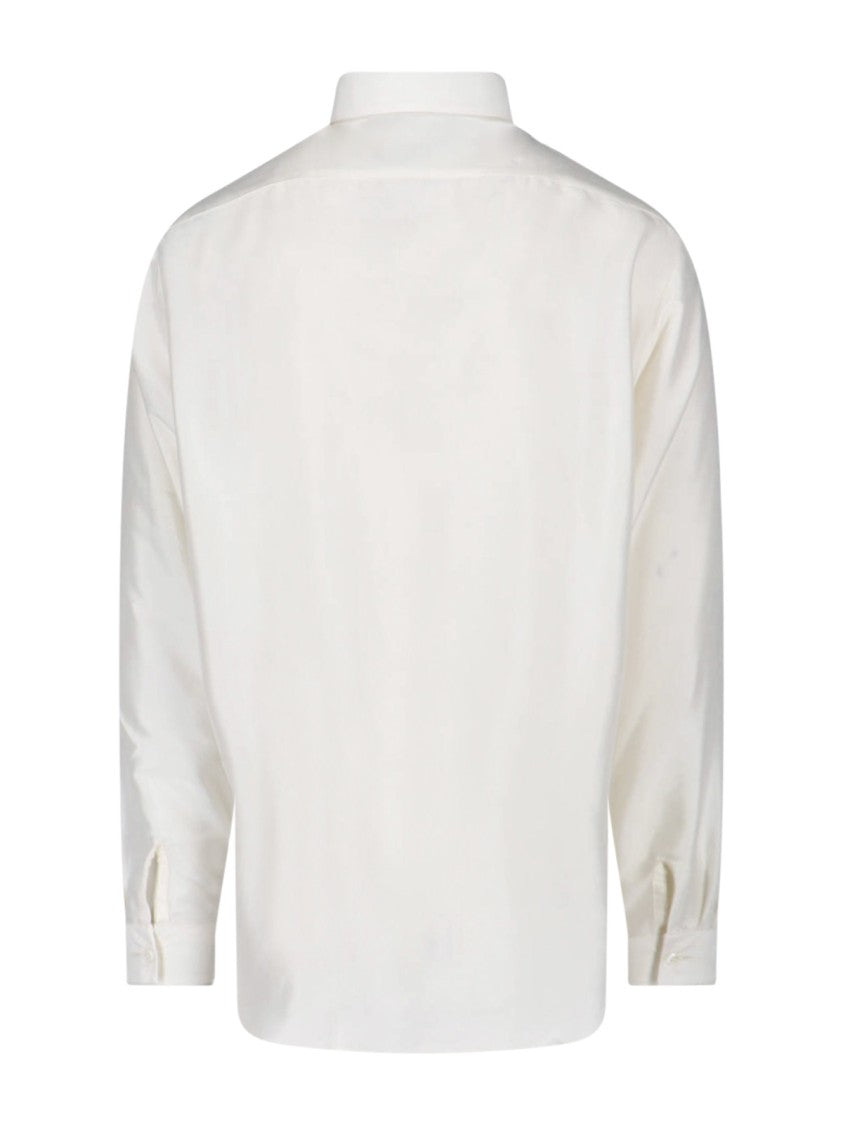 Lardini White Long-Sleeved Cotton Viscose Shirt