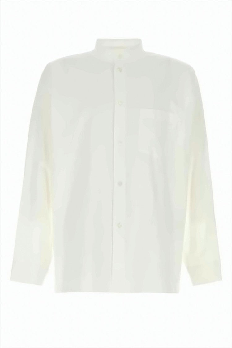 Homme Plissé Issey Miyake Boxy Cropped Long-Sleeve Shirt With Mandarin Collar