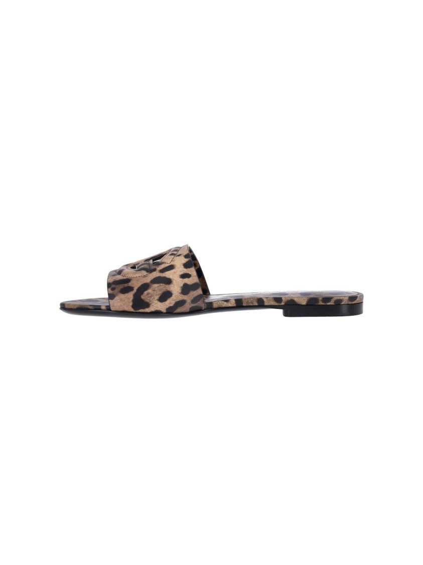 Dolce & Gabbana Leopard Print Strap Flat Sandals