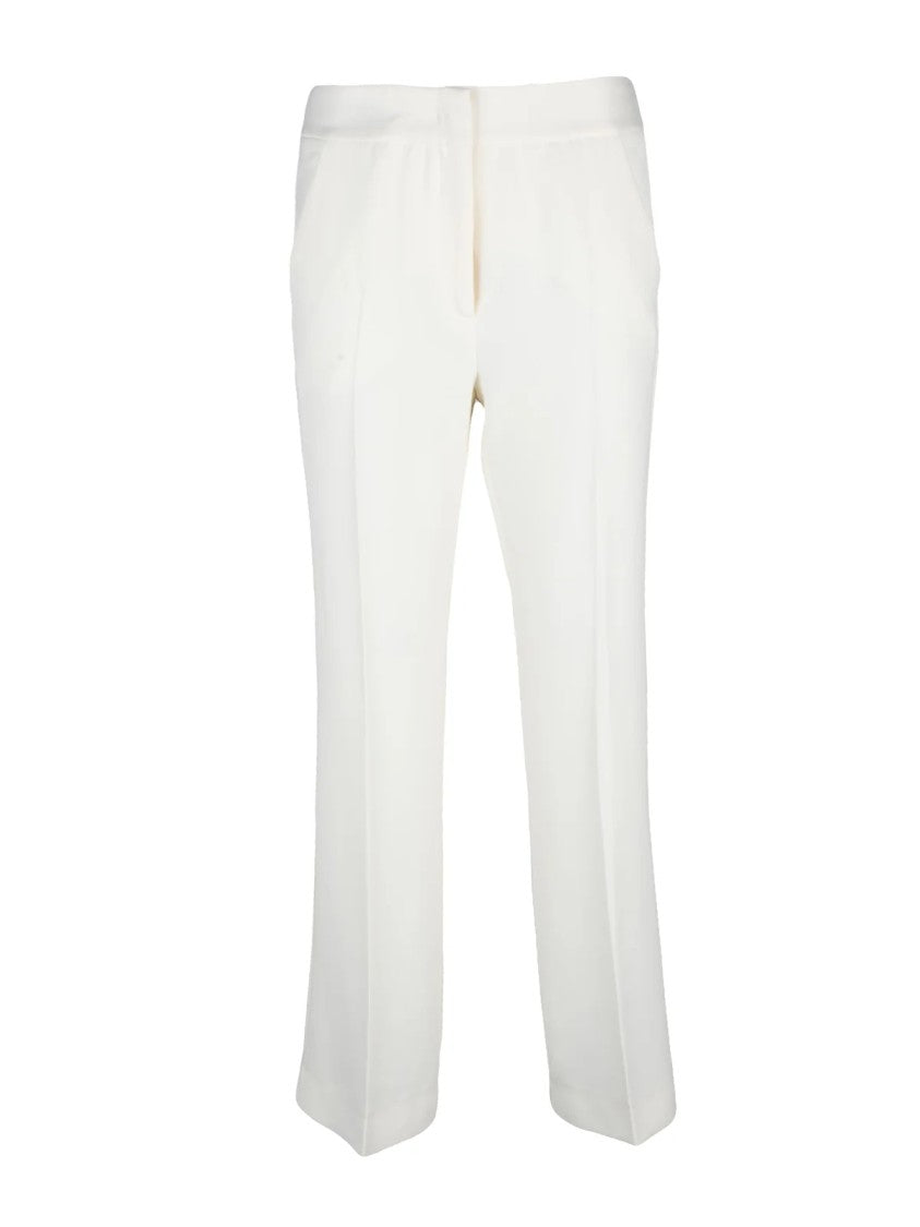 Marella Art.365 Tailored White Trousers With Functional Pockets And Zip Closure