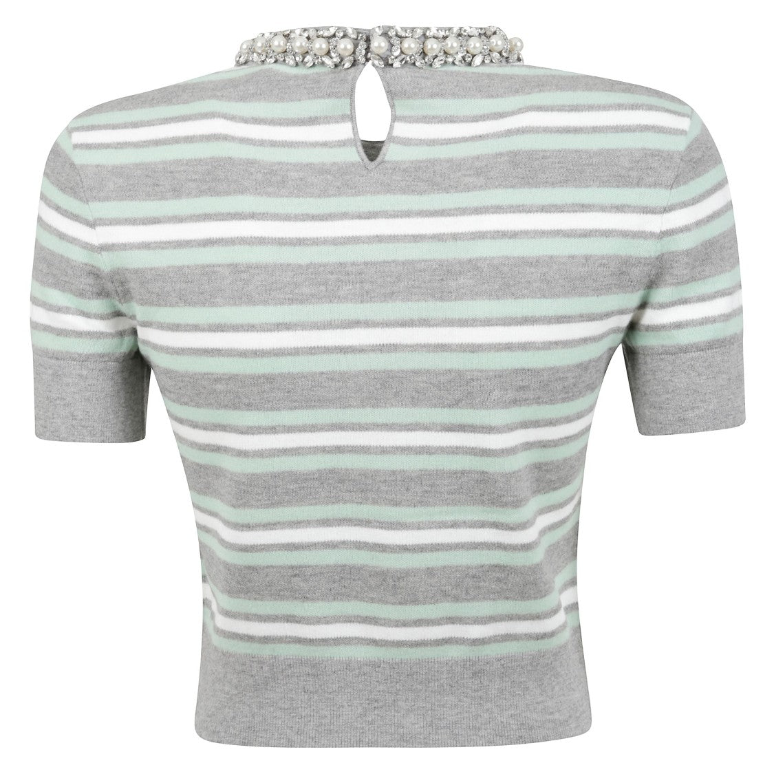 Self-Portrait Short-Sleeved Knit Top With Pearl And Diamanté Embellishments