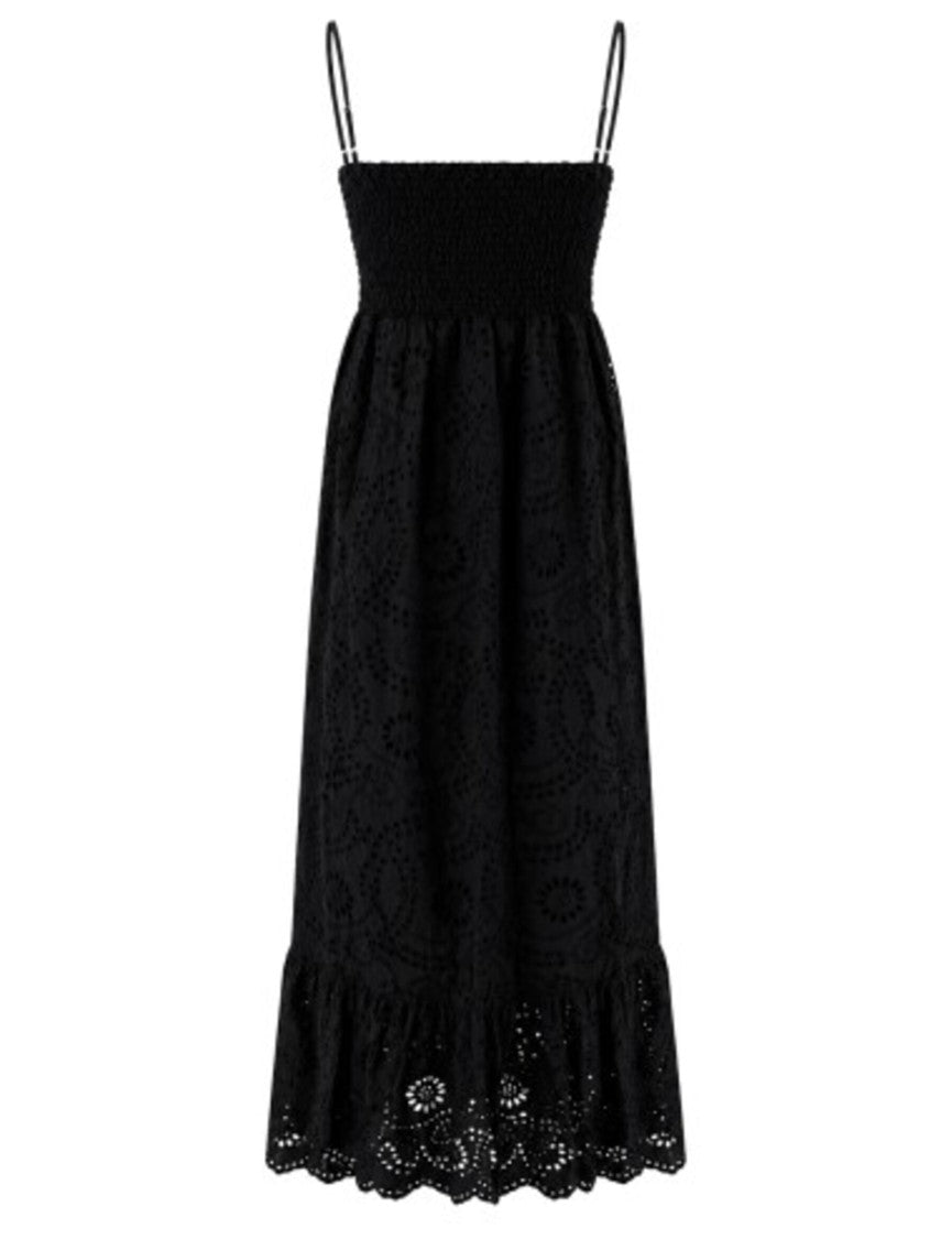 Mc2 Saint Barth Strapless Midi Dress With Eyelet Pattern