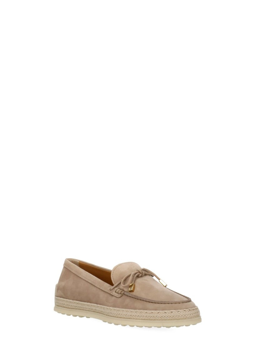 Tod's Pink Rafia Woven Leather Loafers