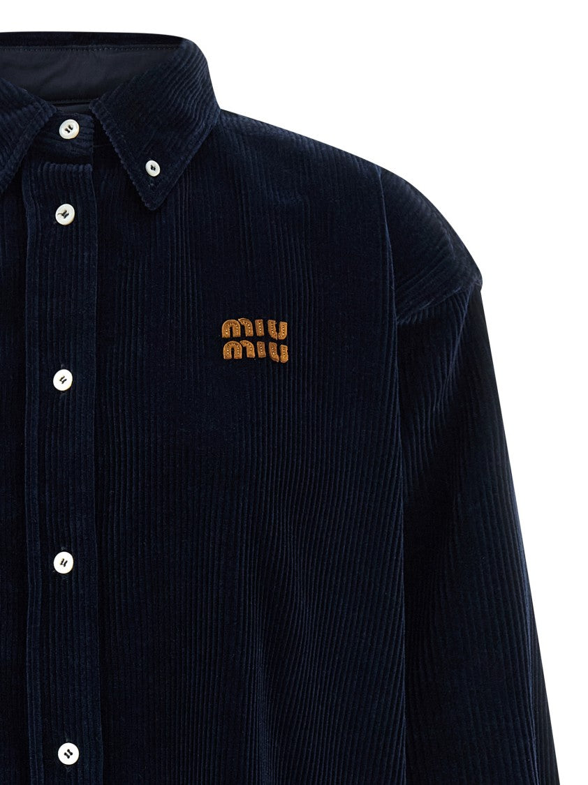 Miu Miu Velvet And Leather Shirt