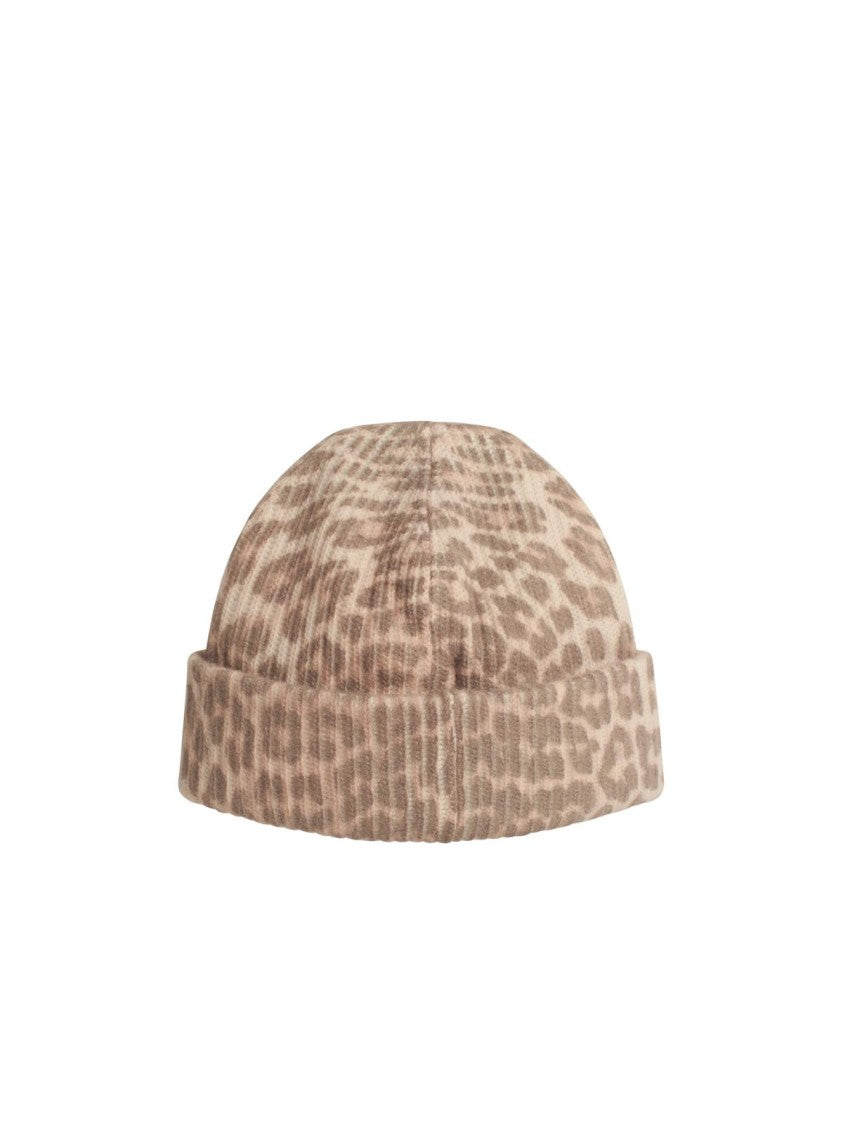 Ganni Leo' Multicoloured Wool Blend Beanie
