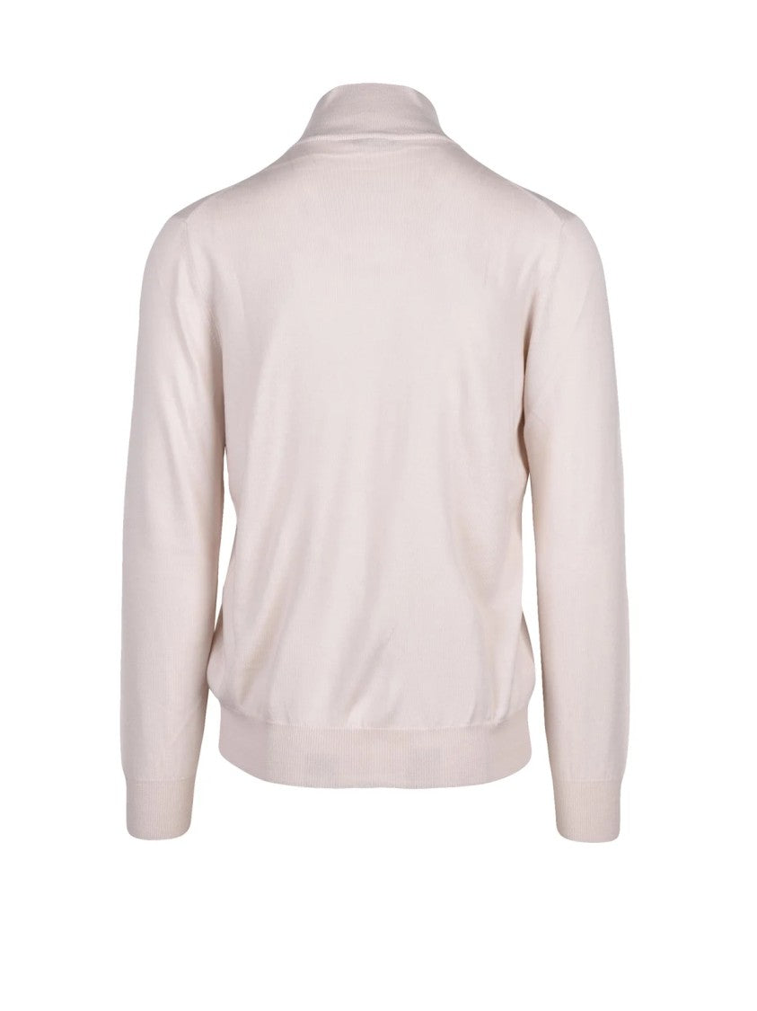 Kangra Beige Merino Wool Zip Cardigan