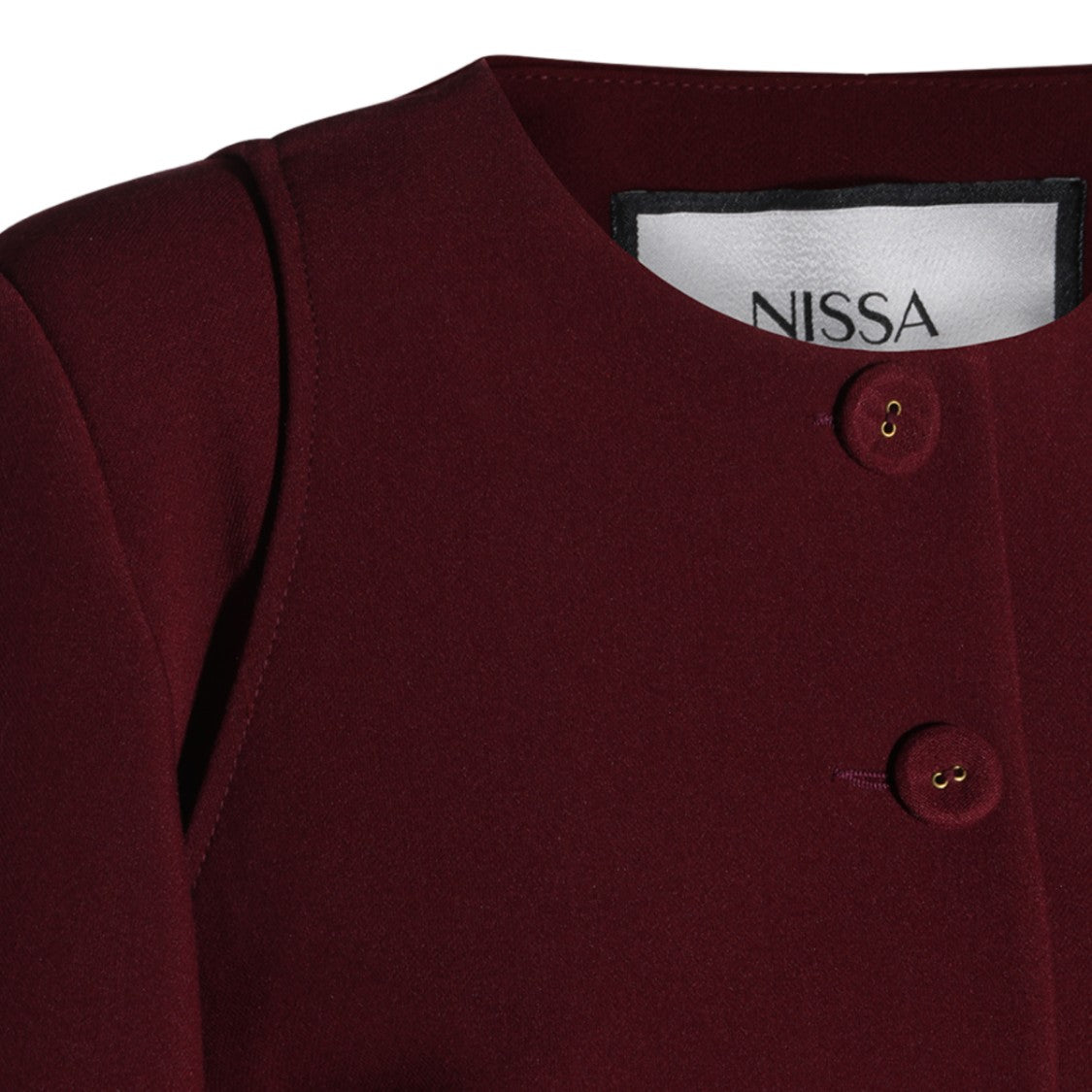Nissa Burgundy Asymmetrical Hem Fitted Jacket