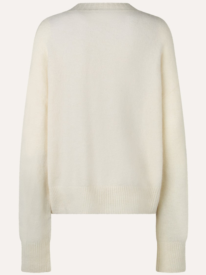 Ballantyne White Relaxed-Fit Ribbed-Cuff Sweater