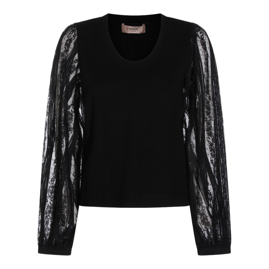 Twin-Set Refined Black Sweater With Round Neckline