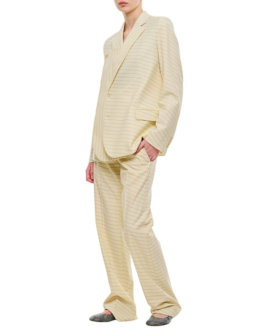 J. W. Anderson High Waist Straight Trousers With Low Welt Pockets And Pinstripe Design