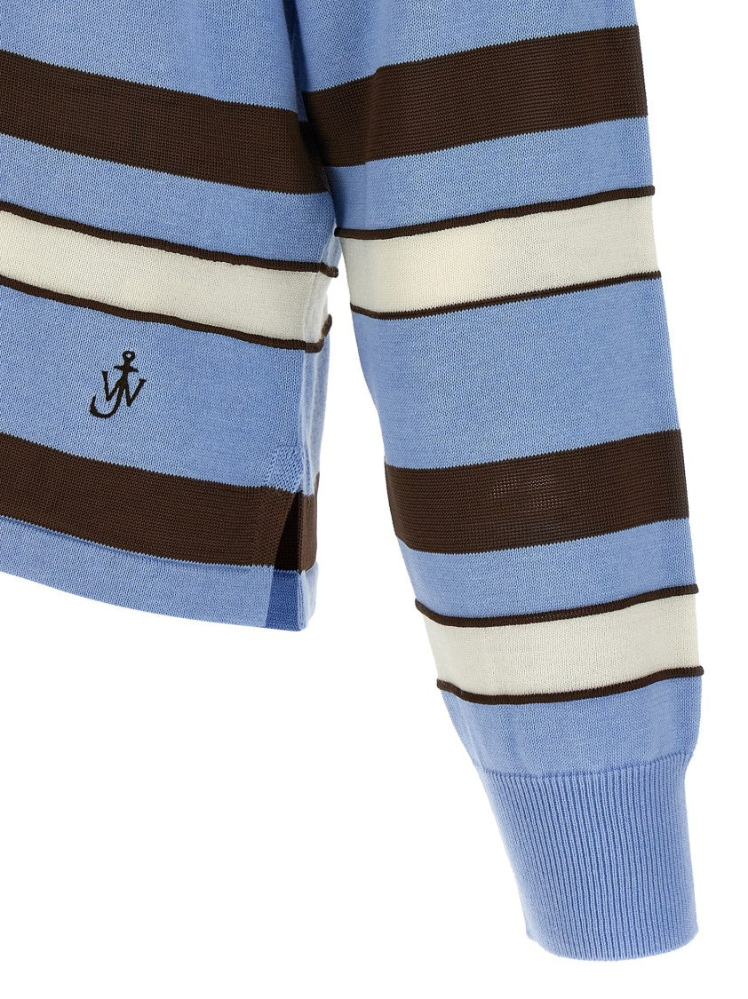 J. W. Anderson Knitted Striped Cotton Rugby Polo Shirt