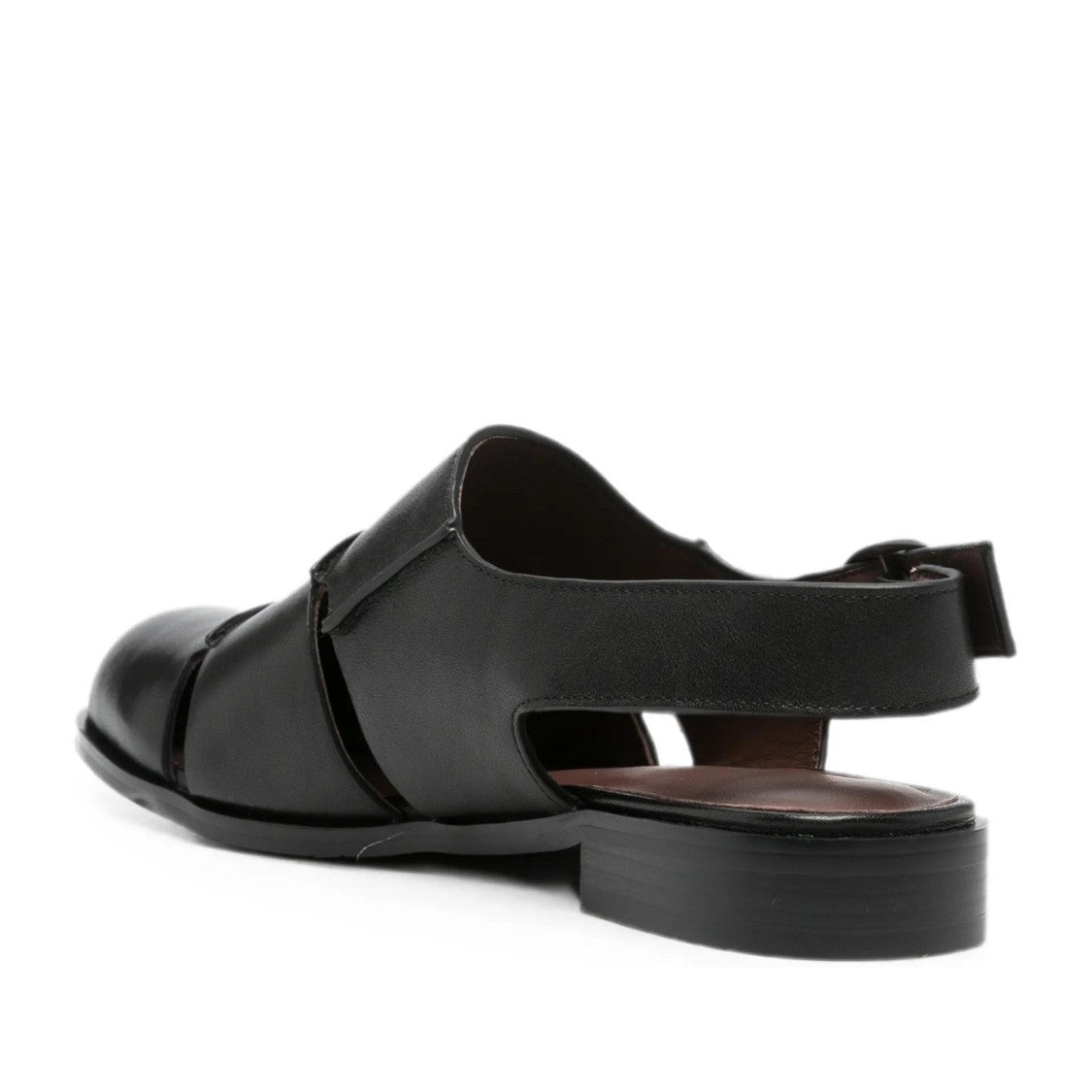 Adrianna Feretti Black Low-Profile Adjustable Buckle Leather Sandals