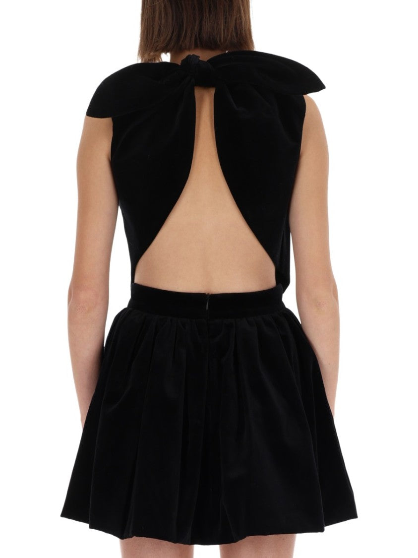 Patou Velvet Foulard Bow Peplum Top