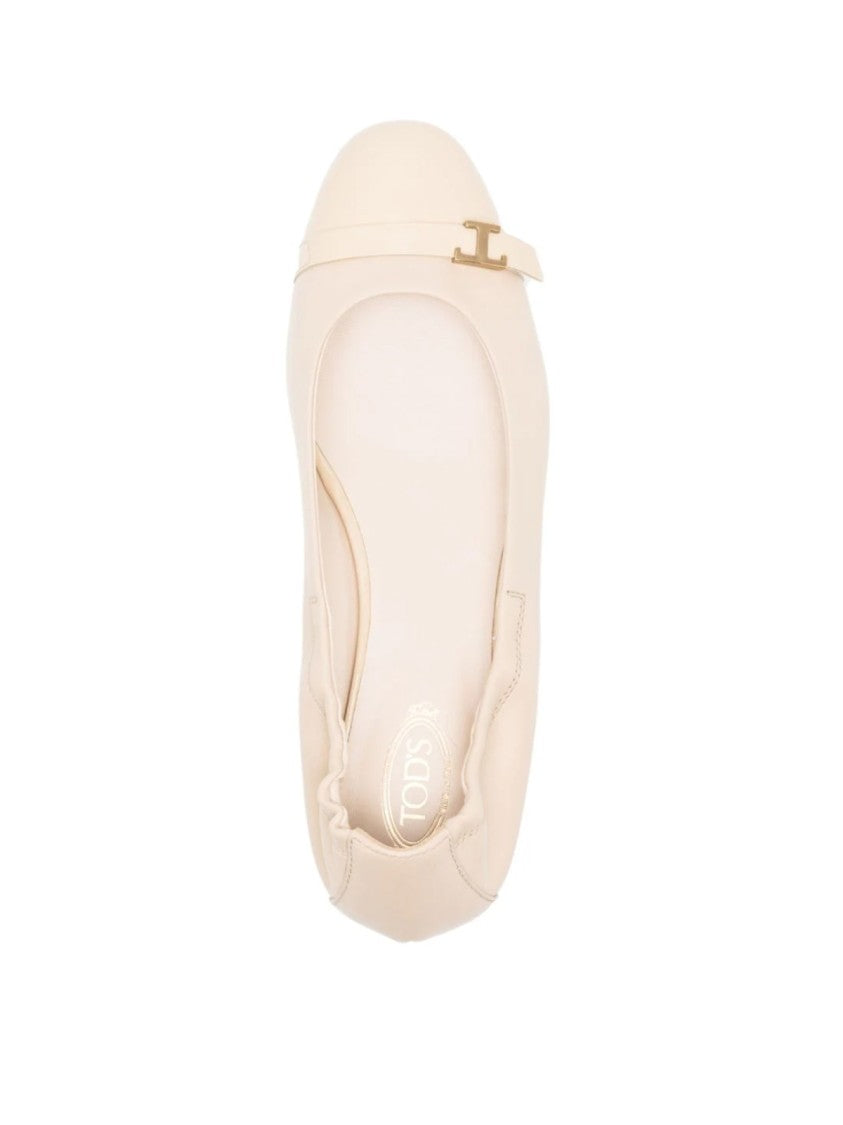 Tod's T Logo Strap Leather Ballerinas
